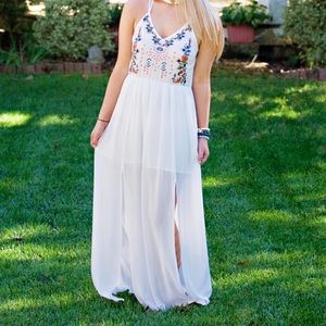 White embroidered maxi dress